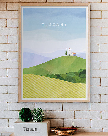 Toskania - zielone wzgórza - plakat 50x70 cm, minimalmill