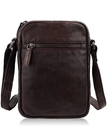 Saszetka męska skórzana brązowa na ramię washed leather SL-03-CSBR, Paolo Peruzzi