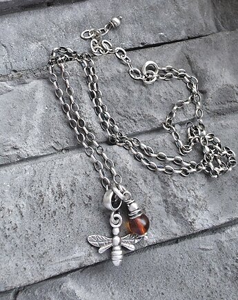 Pszczółka z bursztynem -naszyjnik, RayOfArt