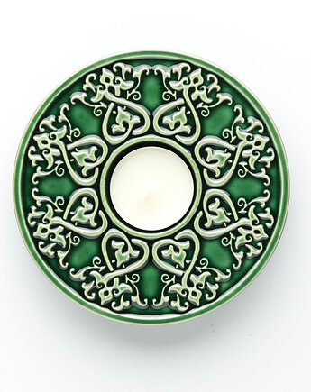 Lampion od serca w zieleni butelkowej, pracowniazona