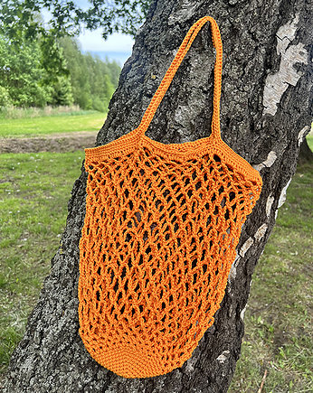 Torebka siatka typu shopper bag pomarańczowa, Made by Jaga