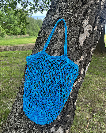 Torebka siatka typu shopper bag turkusowa, Made by Jaga