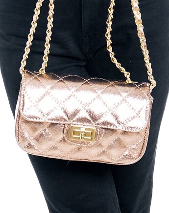 Torebka skórzana pikowana - złota (7026), BOSCCOLO