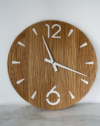 Minimalistyczny strukturalny zegar dębowy 50 cm, MESSTO made by wood