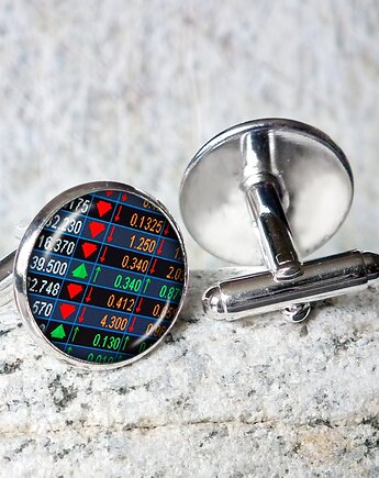 BIZNES GIEŁDA gustowny prezent spinki do koszuli dla faceta, Chodelska Art Studio