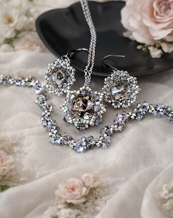 Komplet Biżuterii "Black Diamond Maxima" z Kryształów Preciosa, STAGHORN