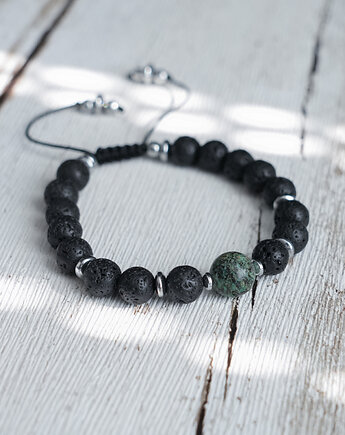 Męska bransoleta z lawy z turkusem afrykańskim, AT NOON