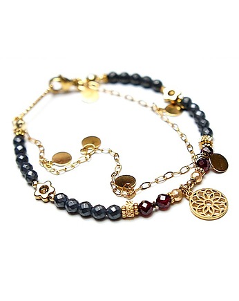 Hematyt i granaty /12.03.25/ - bransoletia /Szlachetna kolekcja/, KiKa pracownia