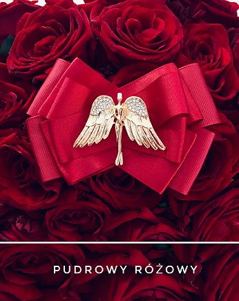 Brosza  czerwona z aniołem Walentynki, Pudrowy Różowy
