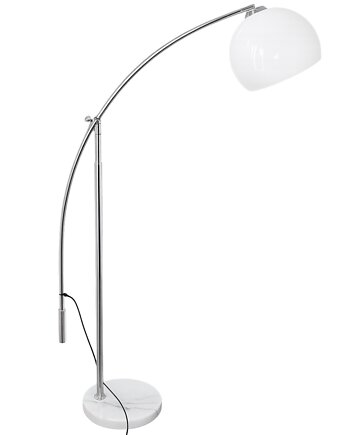 Lampa podłogowa vintage lata 90 chrom marmur regulowane ramię klosz 30 cm, Relikt design