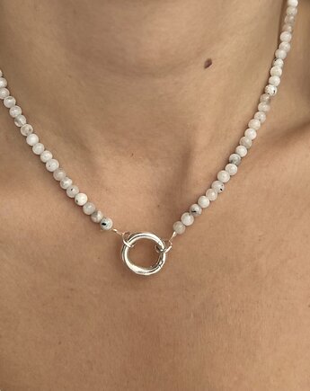 Naszyjnik ZAPIĘCIE KOŁO kamień księżycowy PEŁNIA kamienie naturalne biały, ATdiament