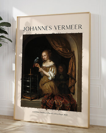 Plakat Reprodukcja Johannes Vermeer - Kobieta Karmiąca Papugę, OKAZJE - Prezent na Ślub