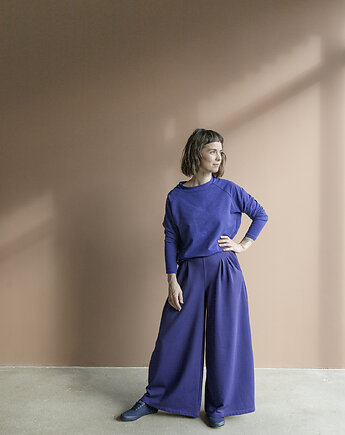 Damskie szerokie spodnie Fioletowe, Mimi Monster