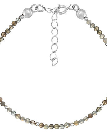 Bransoletka srebrna z kamieni naturalnych agat botswana 2 mm, Bring Biżuteria