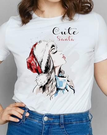 Koszulka organiczna z nadrukiem  Cute Santa, ART ORGANIC