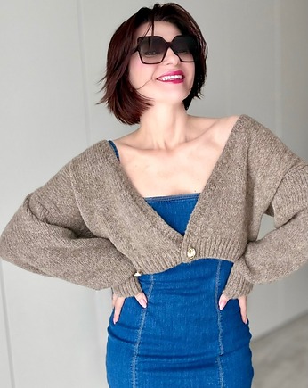 Kardigan, bolerko na dwa guziki, mokka, BIENKOVSKA