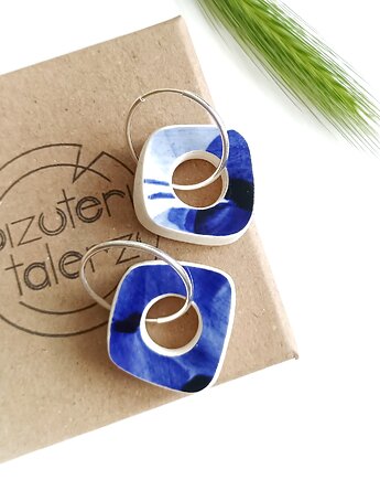 Kolczyki ceramiczne Włocławek koła dwustronne, biżuteria z talerzy