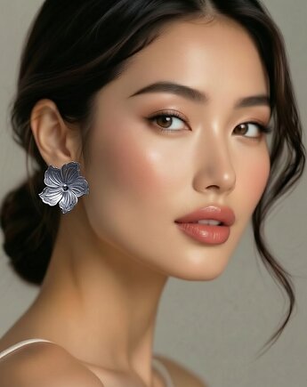 Kolczyki srebrne Flower, Katia i krokodyl