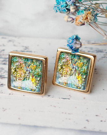 "AQUARELLE" kolczyki na sztyftach  stal i żywica, Chodelska Art Studio