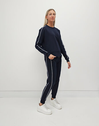 Sabela minimalistyczny komplet z lamówkami - Navy, Ablush