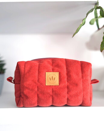 Welurowa pikowana kosmetyczka Czerwona, sabi tatka