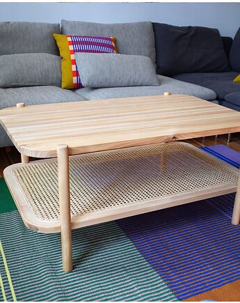 Ława jesionowa z rattanem Anpi, Studio Minimal