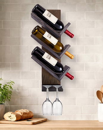 Drewniany Wieszak ścienny John Paddle na Wino i Kieliszki Braun Lewy, John Paddle