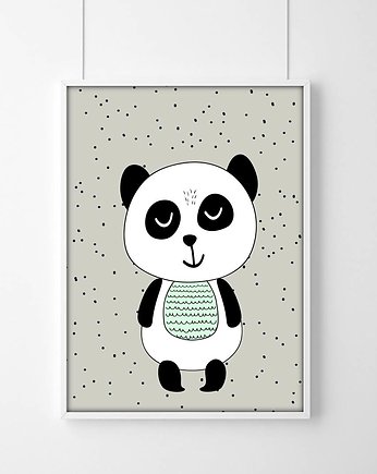 Plakat obrazek Panda szaro-miętowa, sielankowo
