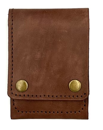 Ciemno-brązowy portfel skórzany ręcznie uszyty na karty., Rkabags