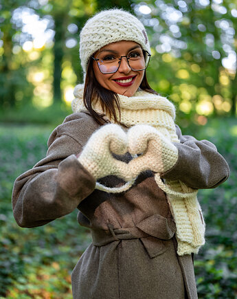 Rękawiczki MERINO Beżowy ecru, Brain Inside