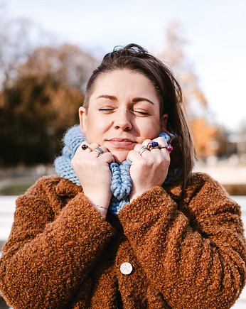 Niebieski komin wełna 100% WOOLY tuba, sploteka