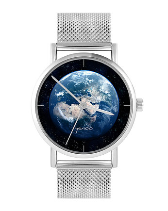 Zegarek - Ziemia - bransoleta mesh, OKAZJE - Prezenty na 18 dla chłopaka