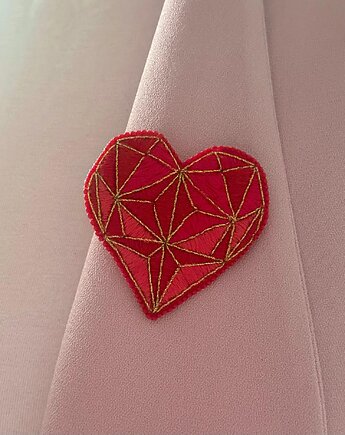 Broszka haftowana serce, Biżuteria Beatrice