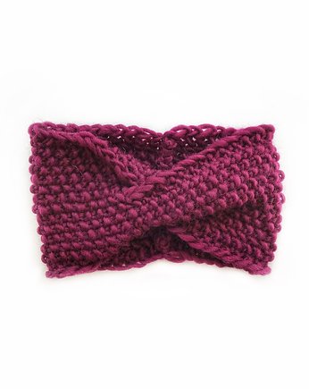 Burgundowa miękka wełniana opaska przejściowa, Holy Alpaca Knit