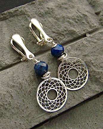 Srebrne klipsy z lapisem lazuli, RayOfArt