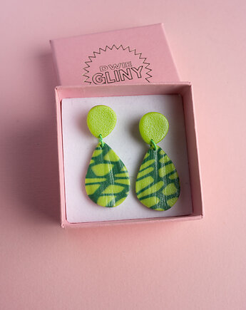 Kolczyki listki z fakturą, Dwie Gliny