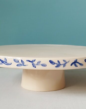 Malowana patera na ciasto duża liście rośliny, m2k studio