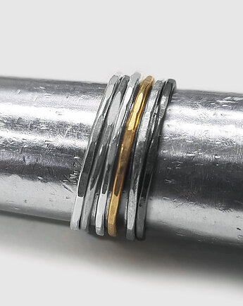 Komplet 6 obrączek SLIM srebro mix, COCONUT