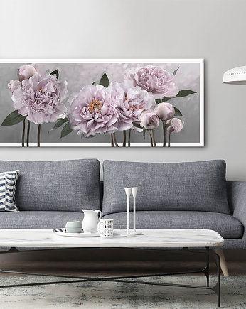 Obraz na płótnie KWIATY PIWONII- 147x60cm, LUdesign gallery