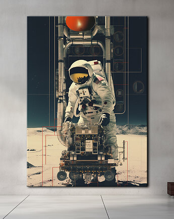 Kolaż Apollo 11 - Obraz na płótnie - Druk, Blejtrama - Olej, Boho, Abstrakcja, Metal Earth Jewelry