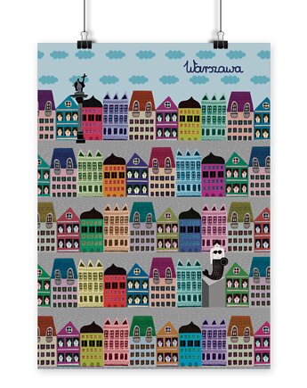 Plakat Warszawa Kamieniczki Dzień, LOVE POLAND DESIGN