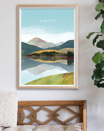 Sudety - widok z górami - plakat 50x70 cm, minimalmill