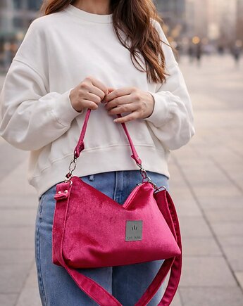 Mini torebka z weluru Frida Malinowa Czerwień, sabi tatka