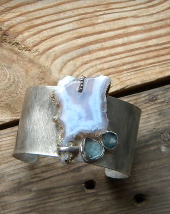 Chalcedon / akwamaryn    - BRANSOLETA MANKIET - CUFF, Beata Trotter