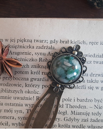 Zakładka z amazonitem, miedź, Figa handmade accessories