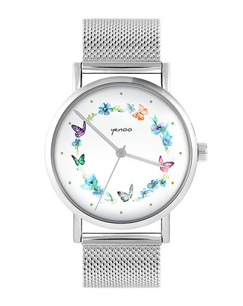 Zegarek - Kolorowy wianek - bransoleta mesh, yenoo