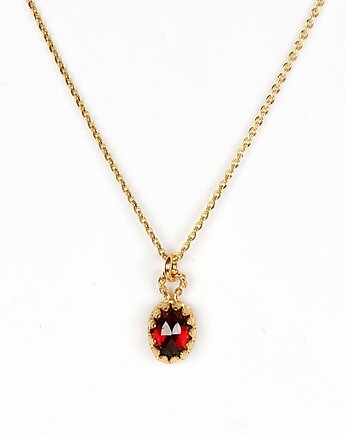 Minimalistyczny złoty naszyjnik z granatem w stylu Vintage, Blooming Stones