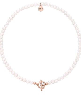 Naszyjnik z pereł naturalnych z ozdobnym zapięciem z różowego złota, SOTHO