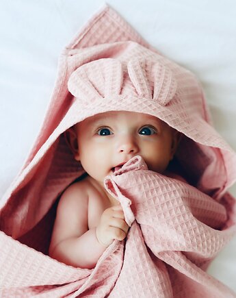 Okrycie Kąpielowe z Kapturkiem Ręcznik Bawełna 75x75cm PINK od BabyU, Sleepdo