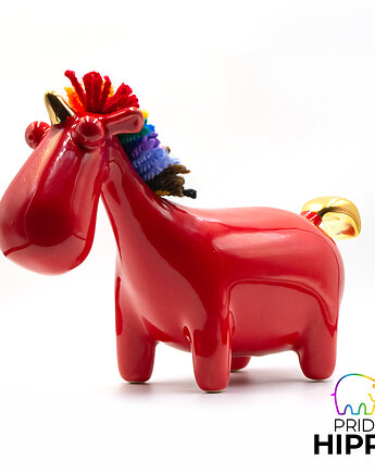 Jednorożec tęczowy pride ceramiczny czerwony, PrideHippo